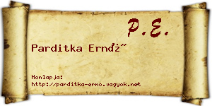 Parditka Ernő névjegykártya